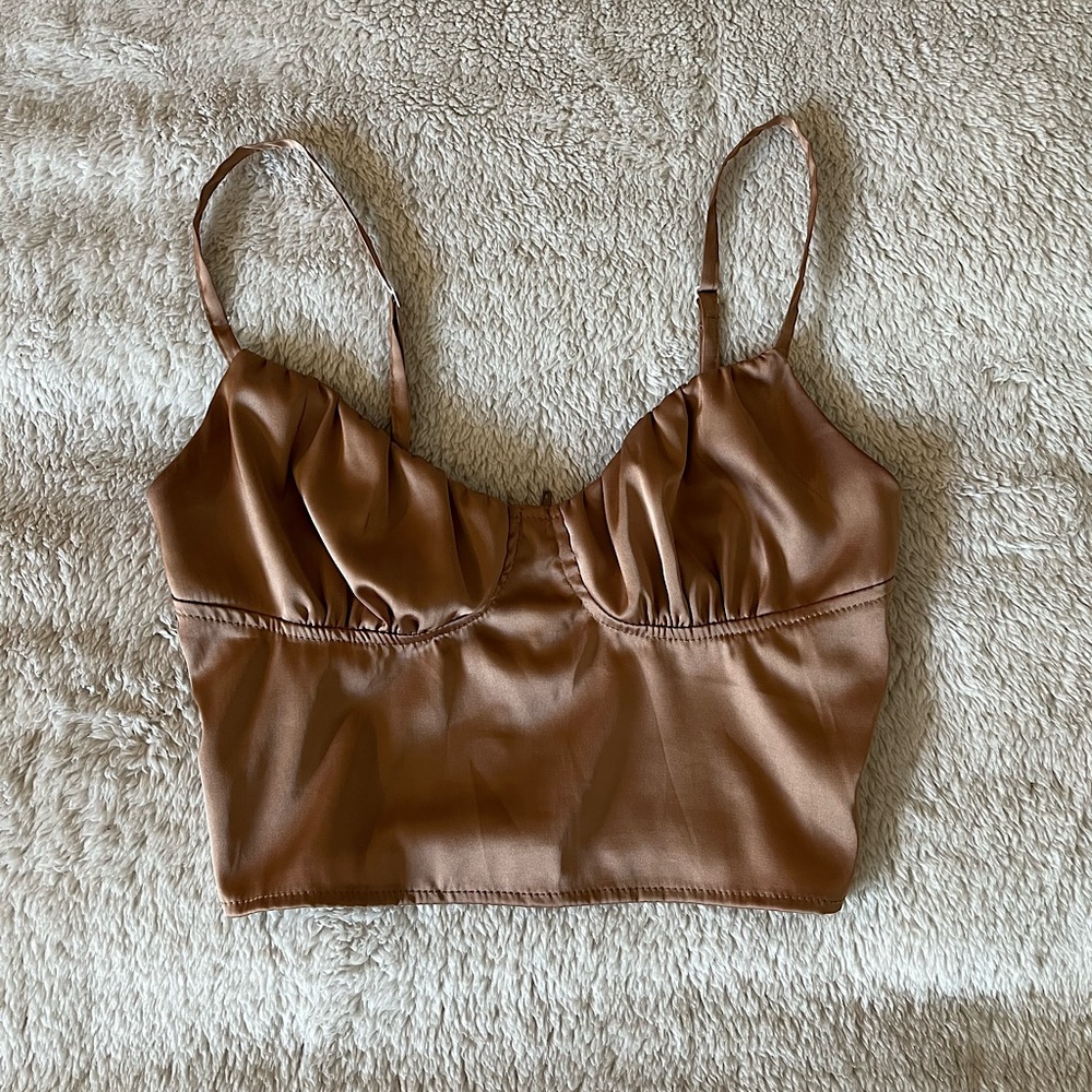 Bronze/Tan Going-out Shein Crop Top